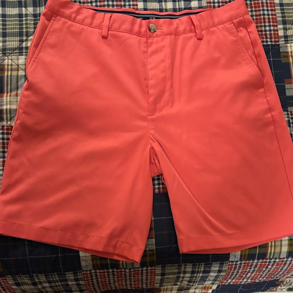 Vineyard Vines Links Coral Flat Front Shorts